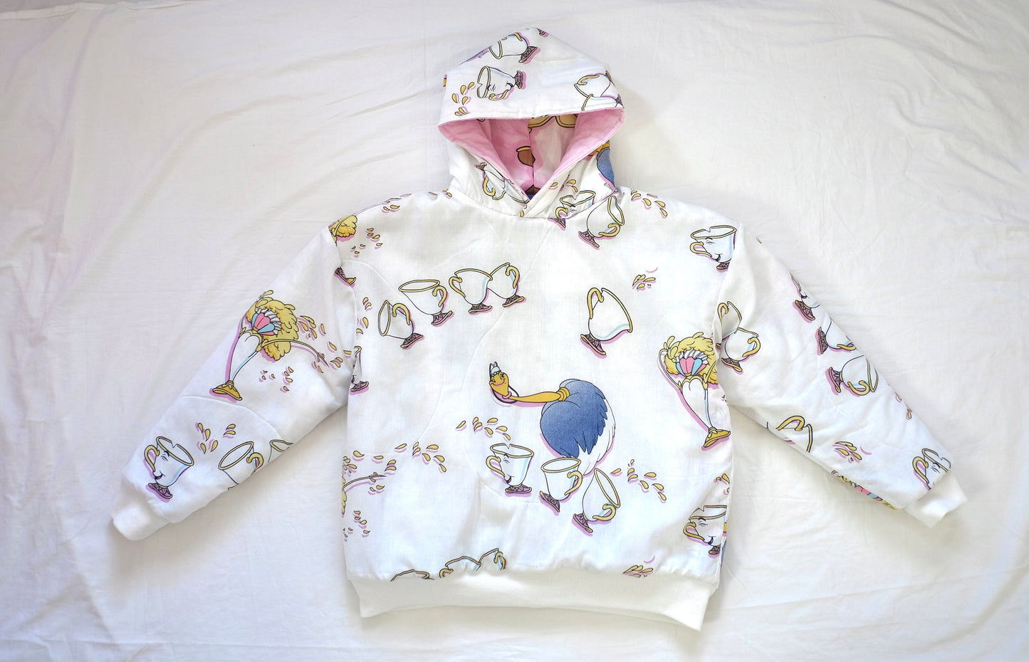 S-XL rose reversible puffer hoodie