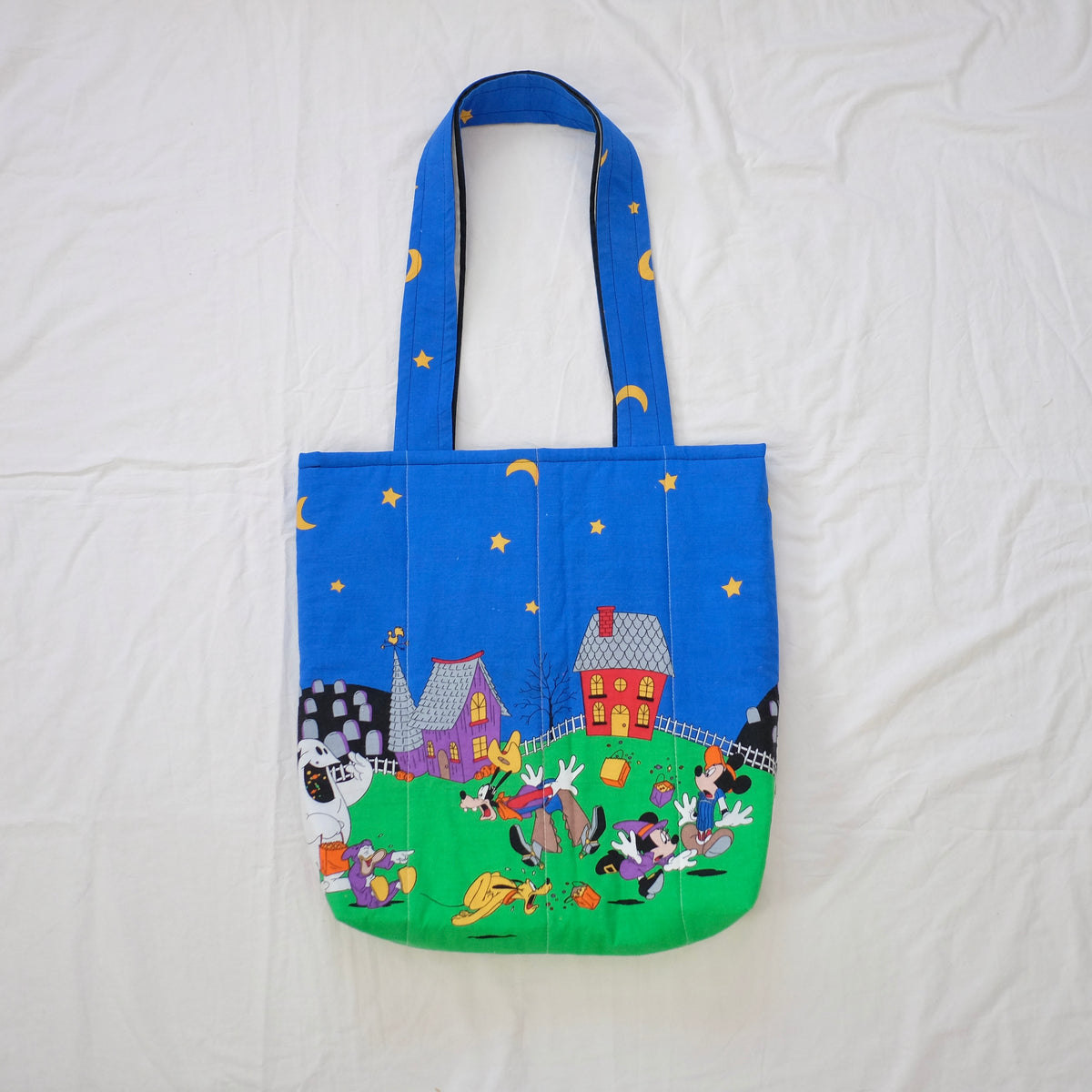 haunted house puffy tote bag