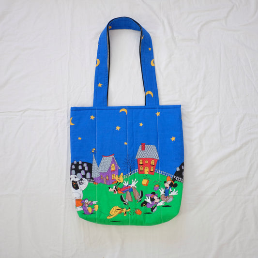 haunted house puffy tote bag