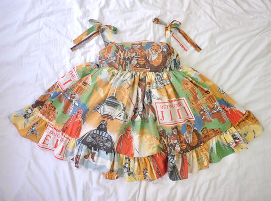 custom tie strap puff dress w/ bottom ruffle