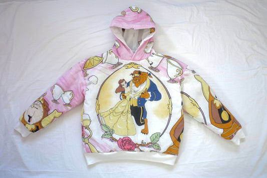S-XL rose reversible puffer hoodie