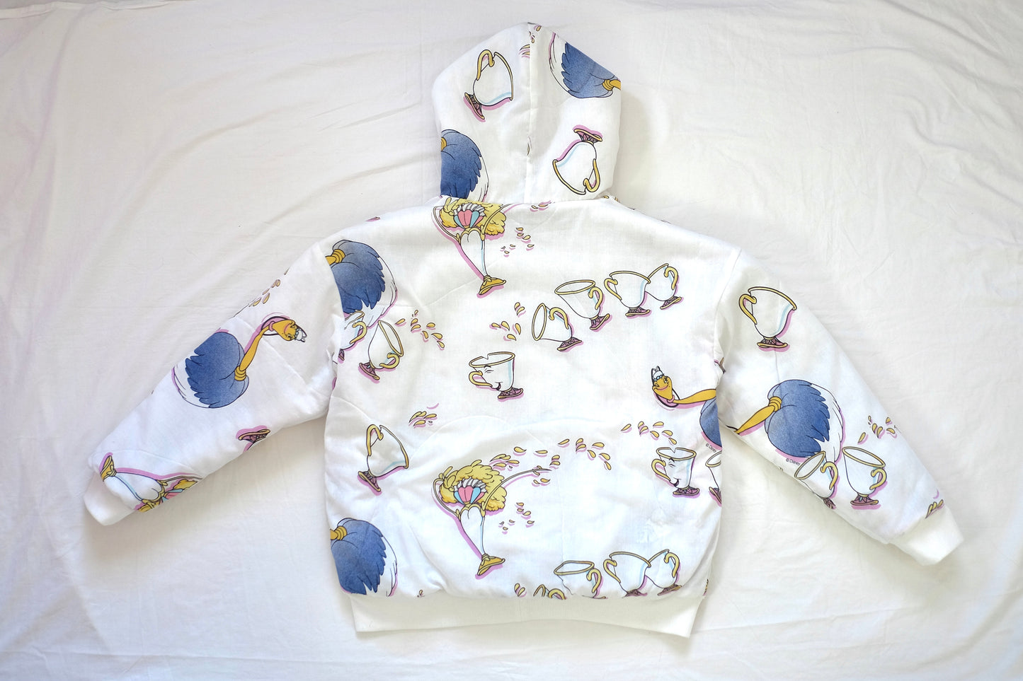S-XL rose reversible puffer hoodie