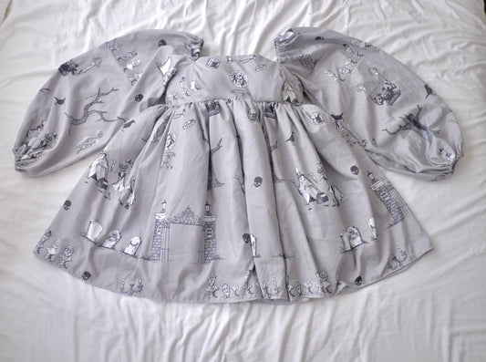 custom long sleeve puff dress and bow