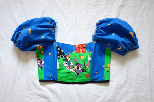 S/M graveyard cropped puff sleeve corset top