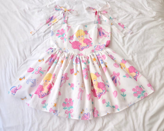 custom tie strap corset dress and bow