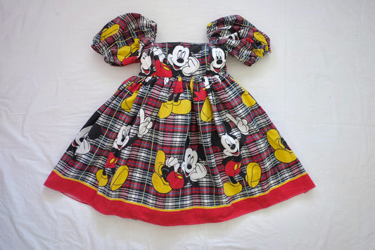 S/M plaid flannel puff dress