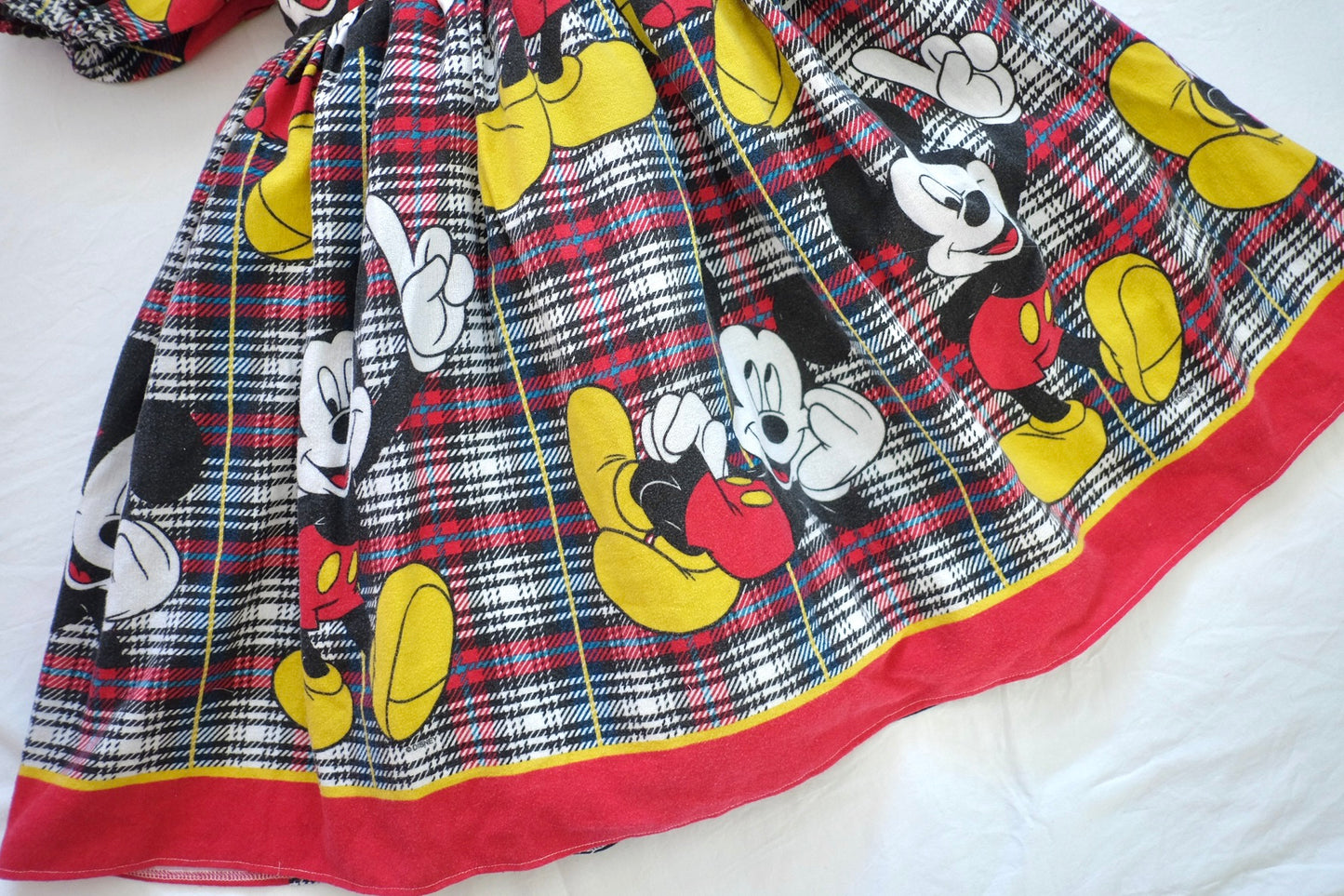 S/M plaid flannel puff dress