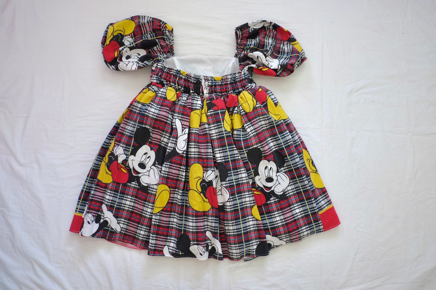 S/M plaid flannel puff dress