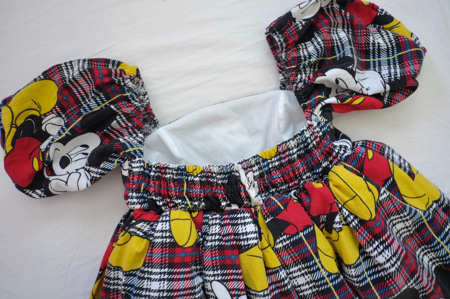 S/M plaid flannel puff dress