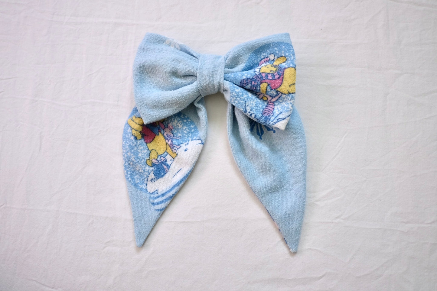 snow globe flannel barrette bow