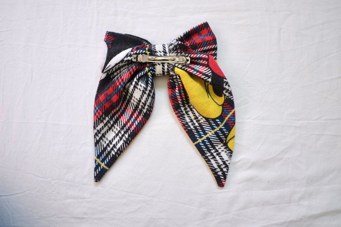 plaid flannel barrette bow